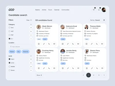 Hiring platform design employeer figma hiring landing search ui ux webdesign workers