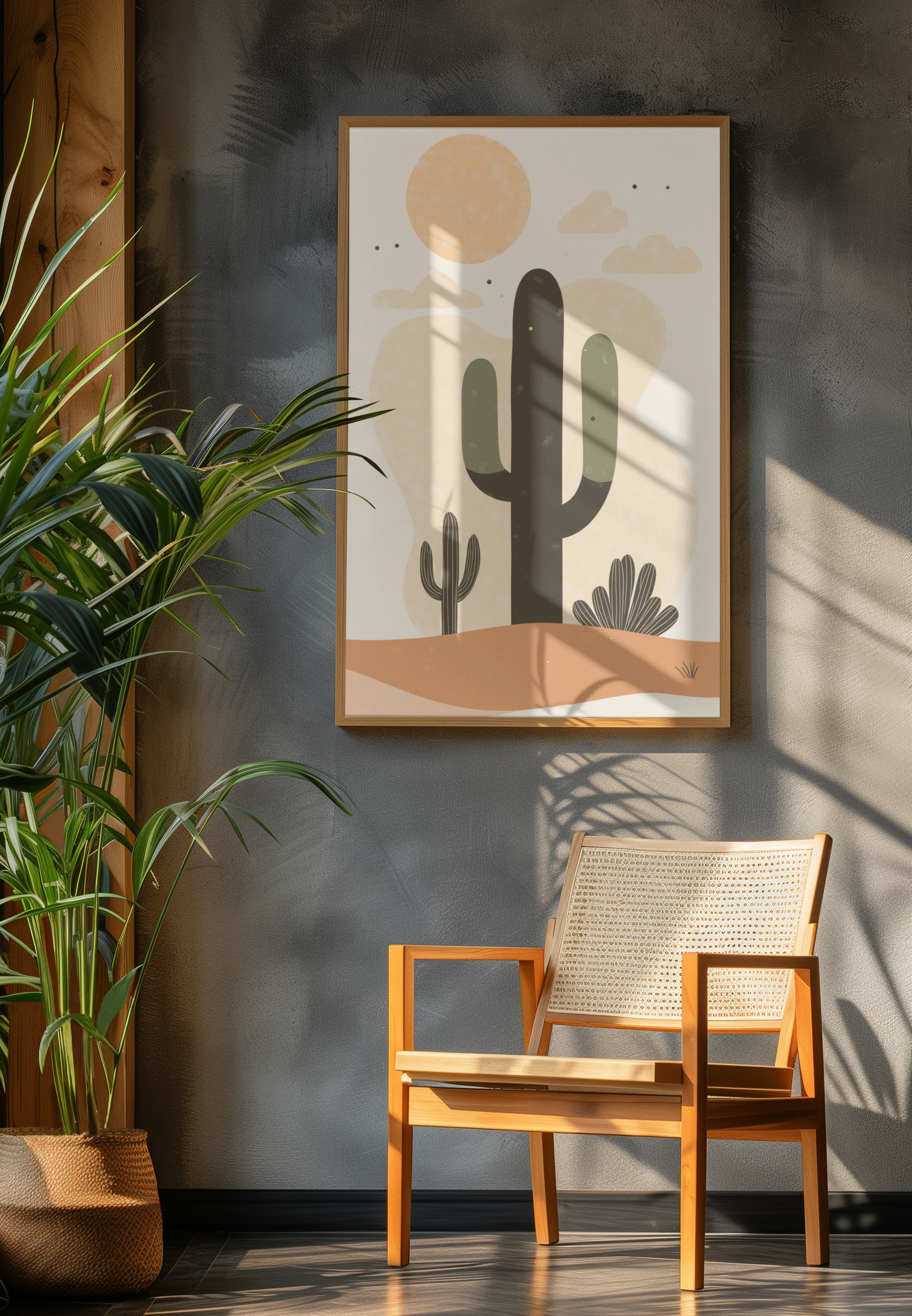 A boho-style wall-art painting with shapes of cacti and a desert bohemian style wall art bohemian style wall art decor bohemian style wall art poster boho style wall art boho style wall art decor boho style wall art poster icondaddy oil painting svgdaddy wall art canvas wall art decor