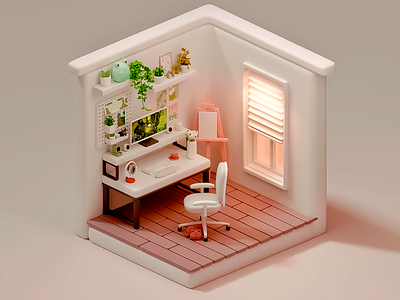 minimalistic 3D room for studying⚡️ 3d 3d chair 3d modeling 3d rendering 3d room 3d table 3d table set accessories aesthetic computer digital art futuristic design headphones minimalistic room