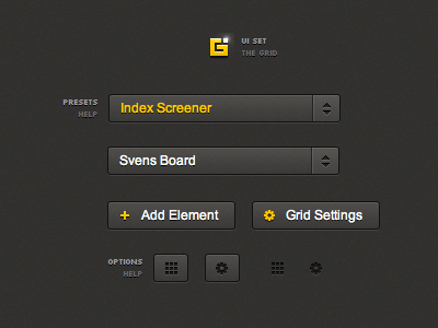 Grid UI Set (HTML/CSS) buttons css dark download free gui html icons interface set typography ui
