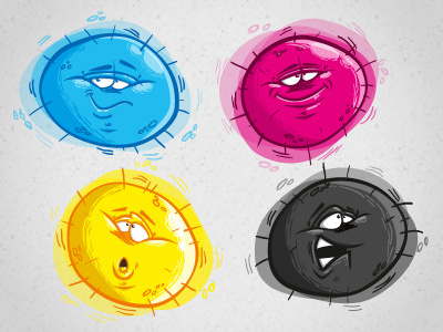 The CMYK Pigments character cmyk cybirds pigments vector