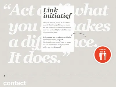 Landing page "(l)ink" initiatief print typography web website