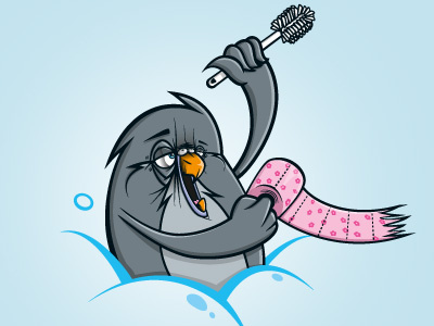 flush the toilet... brush character cybe cybirds illustration monday toilet vector