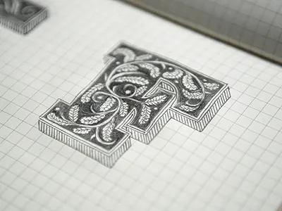F lettering logo ornaments typography