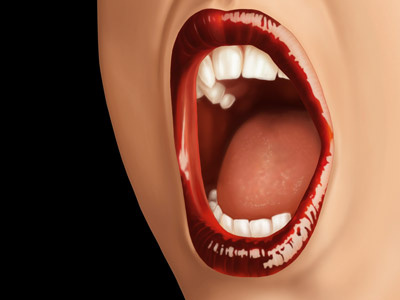 Red! digital painting lips lipstick mouth realism realistic teeth