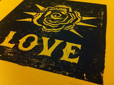 Love block print love valentine