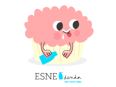 Esne Denda cup detail basque brand branding breakfast cake country cup cupcake cute design eyes identity illustration leche logo merchandising milk milkshop pink shop spain
