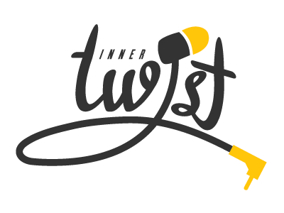 Innertwist charcoal duke earbud headphone jack metroscript typography wire yellow