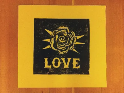 Love 2 block print love valentine