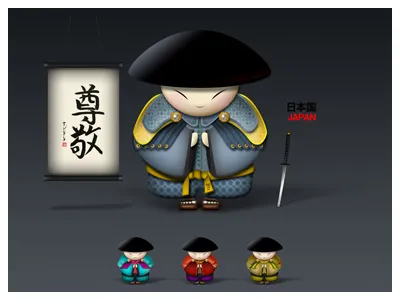 Japanese Guy character design photoshop