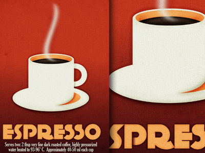 Espresso Print coffee espresso orange poster red vintage