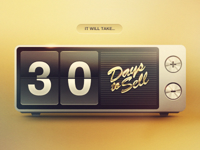 Days to Sell alarm aluminum brushed buttons calculator chrome days flip clock icon ios minus old plus radio retro vintage