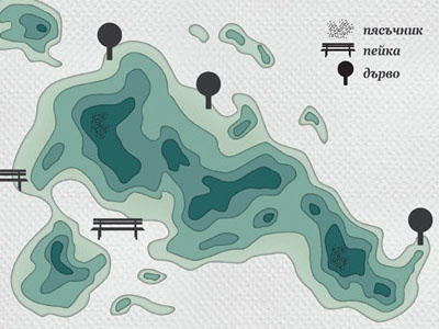 Topography bench green illustration paper topography tree vector