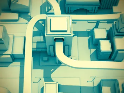 City Block 3d block bridge buildings c4d city street tower tunnel
