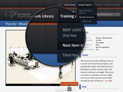 Intranet artwork detail page design dropdown intranet texture web design website