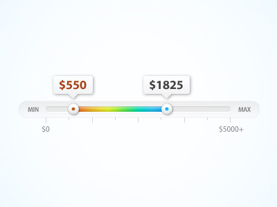 Rent Min/Max range slider experimental slider spectrum touch ui