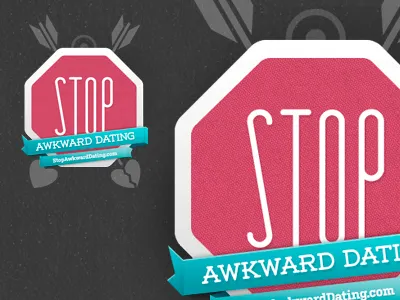 Stop Awkward Dating! arrows broken heart cupid emblem heart ribbon stop sign target