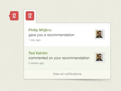 Notifications avatar drop drop down menu name notifications red shadow