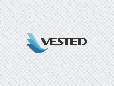 Vested blue curl custom type logo vested wings