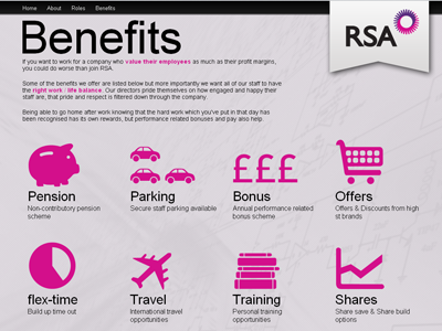 Benefits benefits grid infographic recruitment site