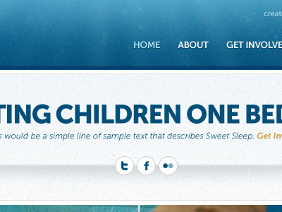 Sweet Sleep blue call to action header navigation texture website