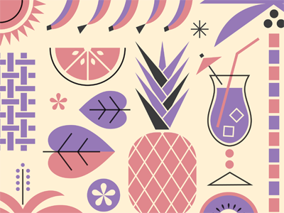 Tropical Option design fruit illustration island retro tropical