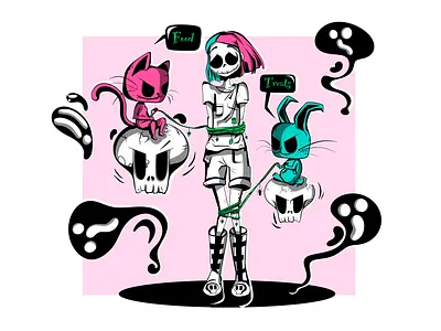 Lovely babies blue book cover book illustration bunny cat design food ghost girl green illustration pink procreate rabbit red skeleton treats tree ui