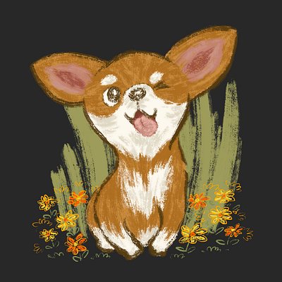 Winking Chihuahua animal character design cute dog illustration pet puppy