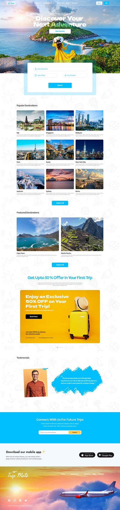 Travel Landing Page craxinno craxinnotechnologies design figma figma design graphic design landing page landing page design landing page ui landing pages landingpage landingpages travel travel page trip trips ui uiux