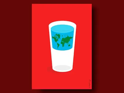 Save water- save the world!🌎 blue creative cup design eco friendly graphic design illustration interactive design minimal design minimalist design modern poster modern typography ocean poster design save earth savewater sea typography water world