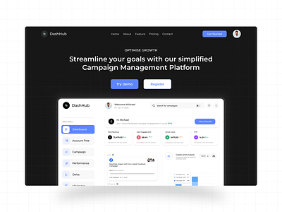 Professional Campaign dahsboard design. branding campaign design dashboard graph landing page performance product design search user experience