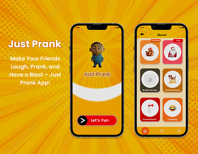 Just Prank App adobe xd animation app design application design branding figma funny prank illustration prank app prank app ui design prank funny app ui