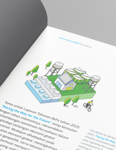 BeFa Annual Report 2023 annual report blue book book design ecology flat go green graphic design green illustration infographic layout lego minimalist publication sustainability sustainability report vector