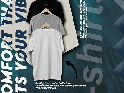 t shirt ad poster/banner and social media post adobe photoshop branding clothing brand facebook tshirs ad graphic design instagram t shirt post t shirt t shirt ad typography