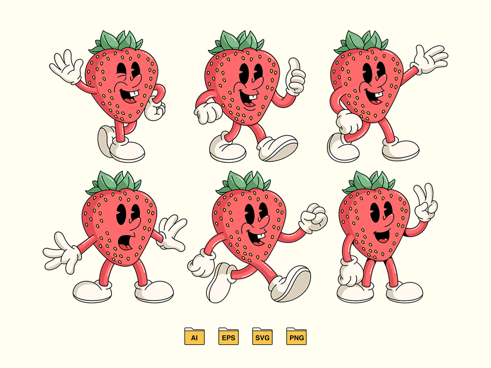 Retro Strawberry Character 80s 90s branding cartoon character character design design graphic design graptail illustration logo mascot retro vector