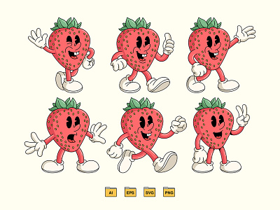 Retro Strawberry Character 80s 90s branding cartoon character character design design graphic design illustration mascot retro