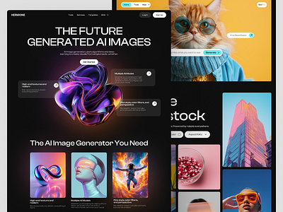 HERMIONE - WEBSITE AI IMAGE GENERATOR ai ai image generator design graphic design ilustration landing page ui ui ux ux website ai website design