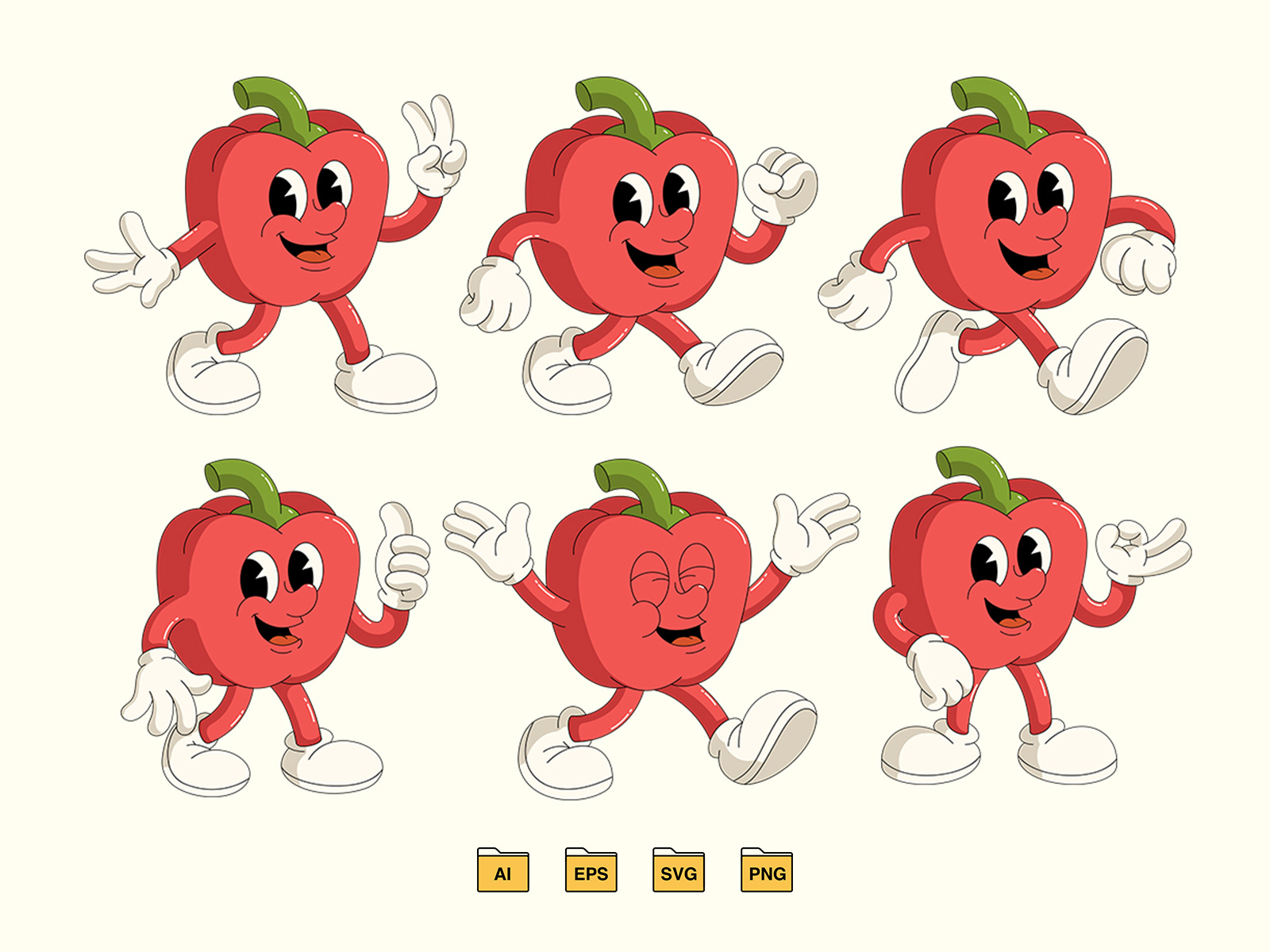 Retro Paprika Character 80s 90s branding cartoon character character design design features graphic design graptail illustration logo mascot retro vector