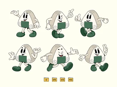 Retro Onigiri Character 80s 90s branding cartoon character character design design graphic design illustration mascot retro