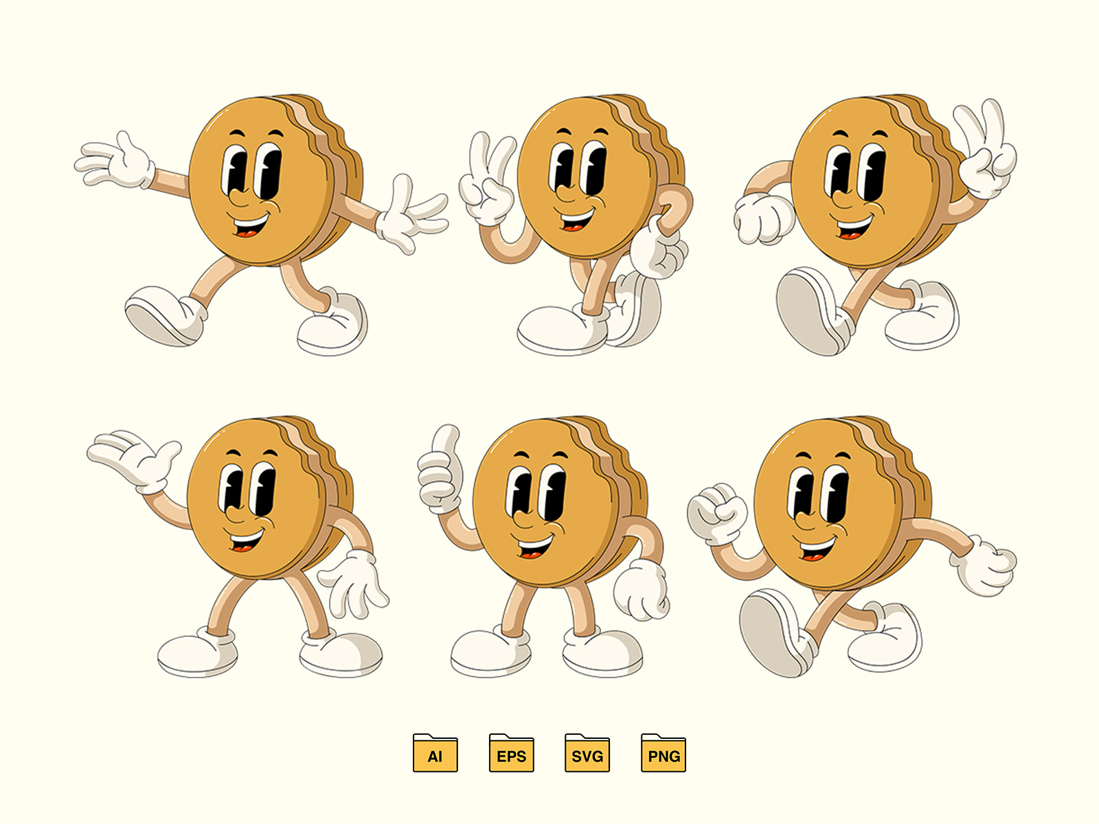 Retro Cookies Character 80s 90s branding cartoon character character design design features graphic design graptail illustration logo mascot retro typeface vector