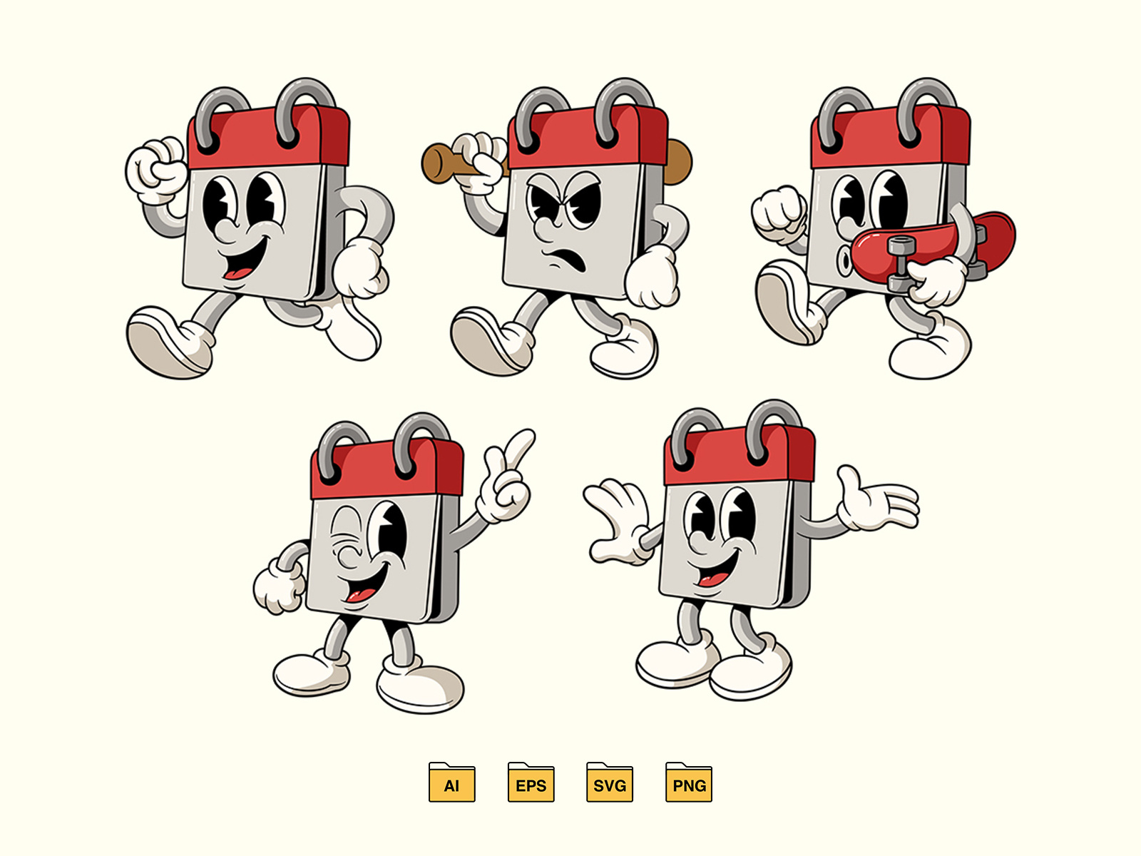 Retro Calendar Character 80s 90s branding cartoon character character design design features graphic design graptail illustration logo mascot retro vector