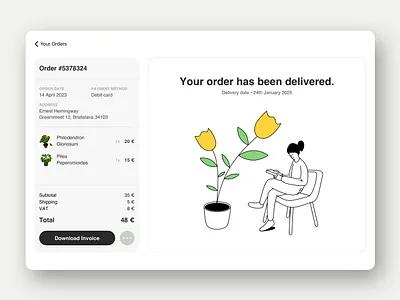 Plant Shop - Delivered order app design graphic design illustration minimal ui vector