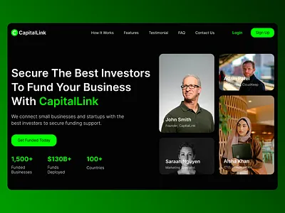 Website Design - CapitalLink Startup Funding business funding corporate branding corporate website financial services funding platform intuitive web design invest investor platform minimalistic layout modern ui modern uiux design professional design responsive web startup funding ui design ux ui venture capital platform website website design