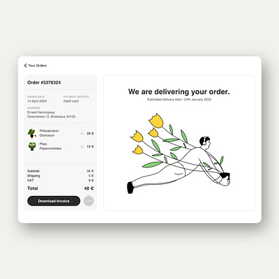 Plant Shop - Delivering order app design graphic design illustration minimal ui vector