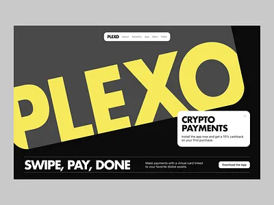 Plexo 3d animation card crypto crypto card design fintech interaction landing landing page mobile app pay payment product page ui ux web web animation web design