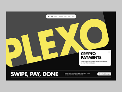 Plexo 3d animation card crypto crypto card design fintech interaction landing landing page mobile app pay payment product page ui ux web web animation web design