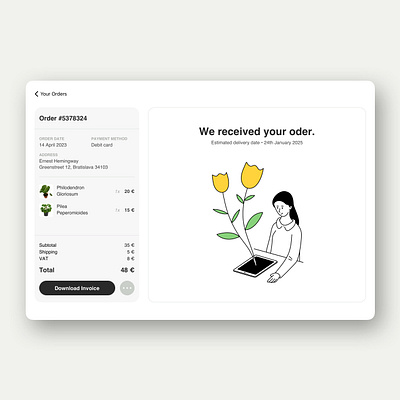 Plant Shop - Received order app design graphic design illustration minimal ui vector