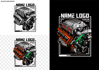 Engine vector detailed illustration automotive car car engine engine icon illustration illustrator mascot logo vector