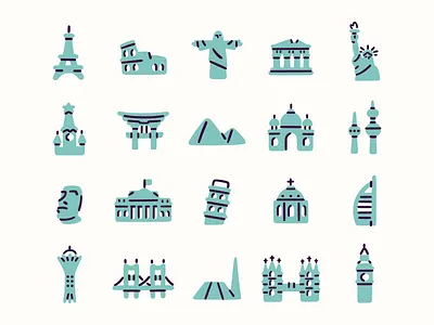 Landmarks adventure cute doodle egypt flat hand drawn icons illustration italy landmarks line art london monuments paris rome stickers travel usa vector world