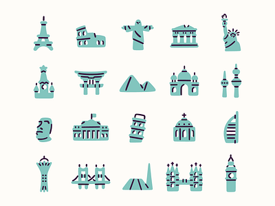 Landmarks adventure cute doodle egypt flat hand drawn icons illustration italy landmarks line art london monuments paris rome stickers travel usa vector world